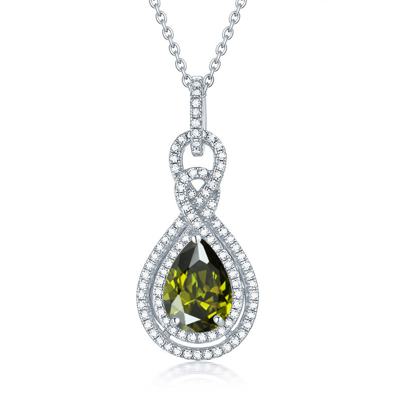 S925 Silver Peridot Rose Gold Necklace