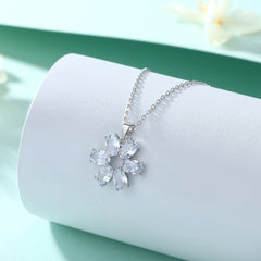 S925 Silver Floral Oval Zircon Necklace