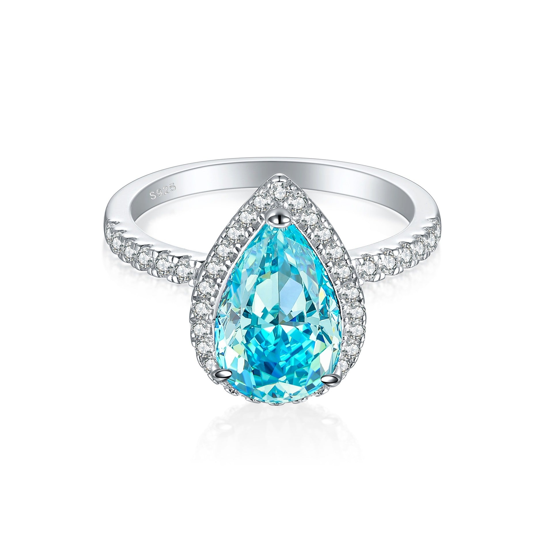 S925 4ct Flame-Cut Gemstone Ring - Icy CZ