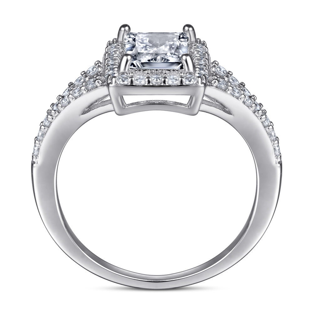 925 Silver Rectangle CZ Ring - Index Finger Jewelry
