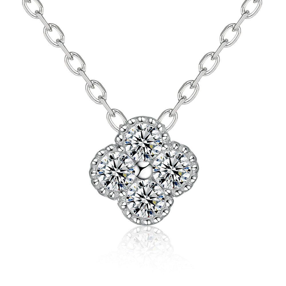 S925 Silver Clover Zircon Pendant Necklace