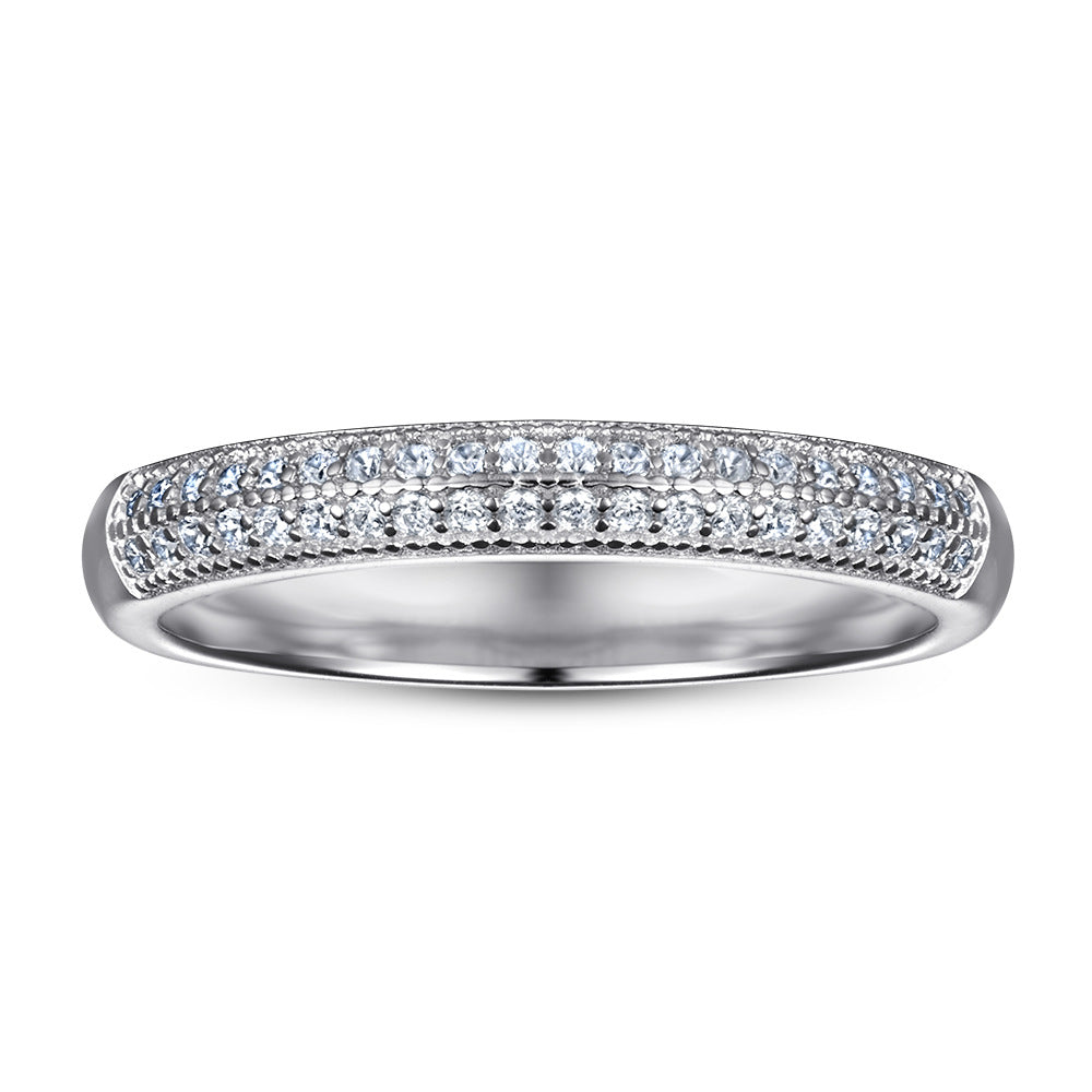 925 Silver Rose Gold Plated CZ Ring