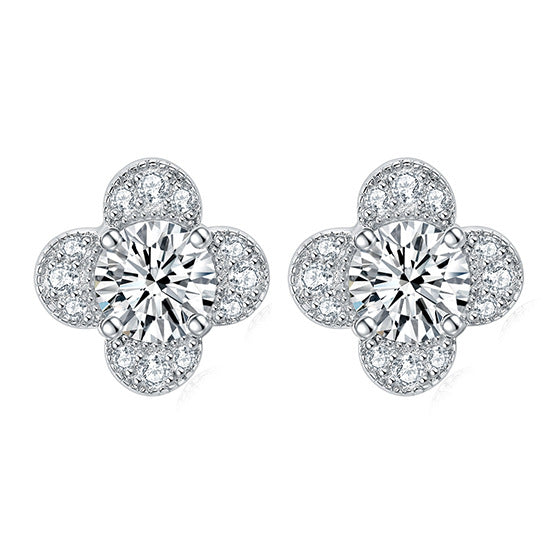 925 Silver Clover Floral Earrings