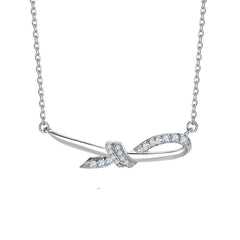 S925 Silver Ribbon Bow Necklace