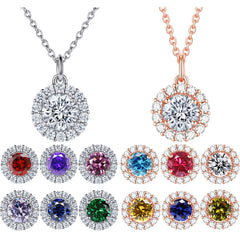 S925 Silver Zodiac Gemstone Pendant Necklace